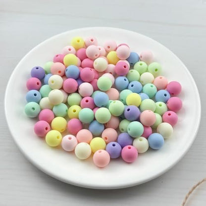 100pcs Acrylic Round Beads for Crafts 12mm Resin Candy Color Spacer Beads with Hole for Jewelry Making Sewing Crafts Decoration Necklaces Bracelets Earrings Supplies(Frosted Mix Colors) - Image 2