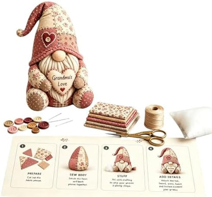 3D DIY Animal Patchwork Sewing Kit, Handmade Fabric Craft Set for Gnome and Cat Decor, Suitable for Adult Beginner DIY Projects (Pink) by Unknown