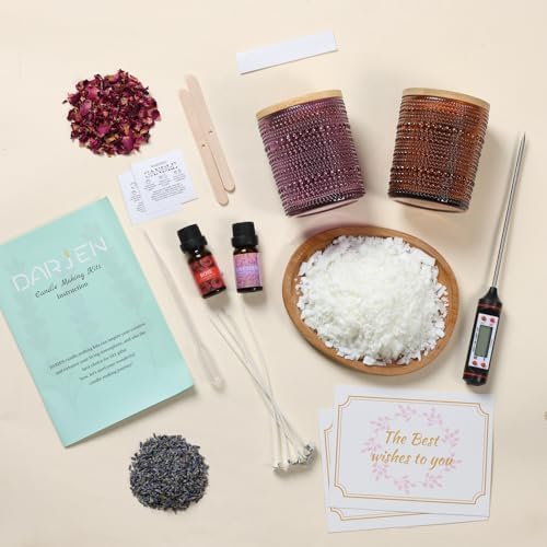 DARJEN Candle Making Kit for Beginners, 2 Jars Soy Wax Scented DIY Set - Image 3
