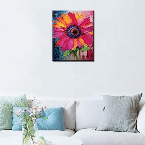 Poppy Flower DIY Paint by Numbers for Adults Kids Watercolor Paint by Numbers DIY Painting Acrylic Spring Paint by Numbers Painting Kit Home Wall Living Room Bedroom Decor （DIY Frame - Image 2