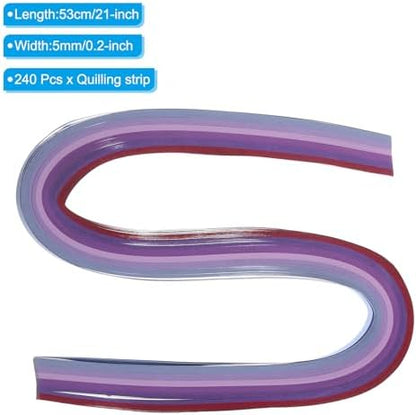 PATIKIL 240pcs Rainbow Quilling Strips Paper 3/16"(5mm) 21"(53cm) Origami Paper Quilling Strip for Art DIY Craft Christmas, Purple - Image 2