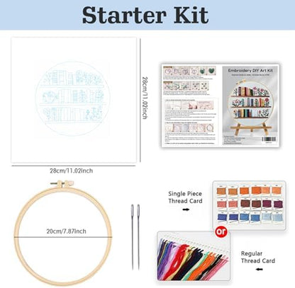 JOZYSH 8'' Flowers Embroidery Kit for Beginners Stamped Books and Flowers Pattern Embroidery Kit Cross Stitch Kit Embroidery Starter Kit with Instructions, Embroidery Hoops for Home Ofiice Decor - Image 3