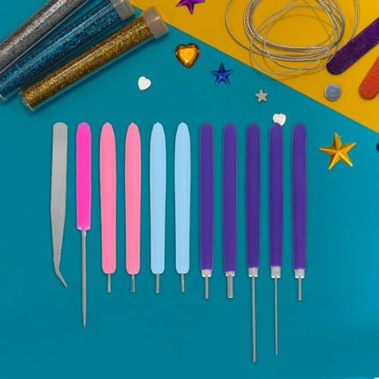12pcs Paper Quilling Tools Kit for Beginners, Portable Craft Set - Image 5