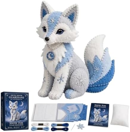 Arctic Winter Guardians DIY Patchwork Kit, Felt Animal Sewing Kit for Beginners, 3D Stuffed Animals Mythical Creature for Adult, Pre-Cut Handmade Craft Kit for Home Decor & Creative Gift (Color1) by Unknown