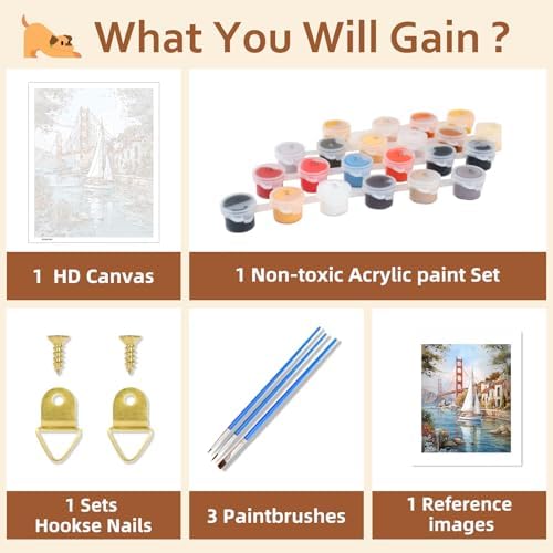 Reivworl Landscape Paint by Numbers Kit for Adults, Landscape Paint by Number for Adults Beginner, Painting by Number Kits for Gifts and Wall Decor 16x20Inch - Image 6
