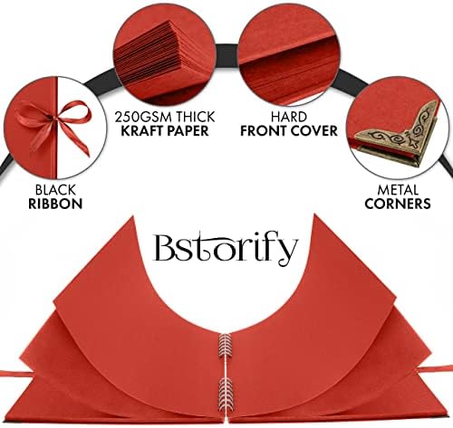 Bstorify Square Scrapbook Photo Albums 80 Pages (11 x 11 Inch) Red - Image 3