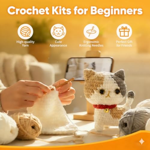 KinomiYa Cat Crochet Kit with Video Tutorials for Beginners Adults Kids - Image 2