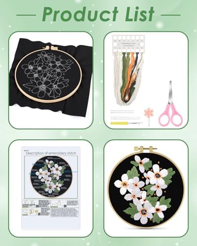 ERKOON Embroidery Kit for Beginners, Flower Cross Stitch Set Include Embroidery Cloth Hoops Threads for Craft Lover Hand Stitch with Embroidery Skill Techniques (Wildflowers) - Image 2