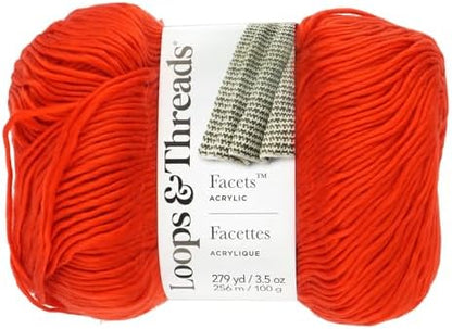 Loops & Threads Facets Yarn - Yarn for Knitting, Crochet, Weaving, and Arts & Crafts - Orange, Acrylic, 3.5 oz by LoopsThreads