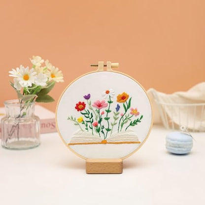 Louise Maelys Book & Flowers Embroidery Kit for Beginners Decor Craft Gift - Image 4
