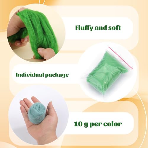 ZXIIXZ 100g Needle Felting Wool Felting Kit with Needles Wool Roving - Image 4