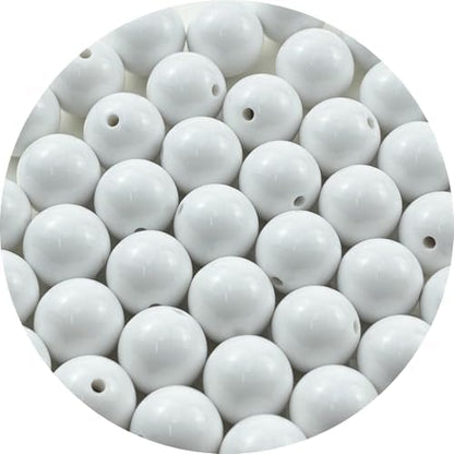 40pcs Acrylic Round Beads for Crafts 16mm Resin Candy Color Spacer Beads with Hole for Jewelry Making Sewing Crafts Decoration Necklaces Bracelets Earrings Supplies(White) by Unknown