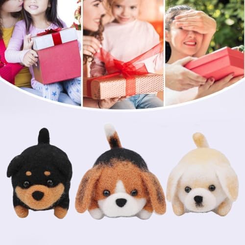 Needle Felting Kit, 3 Pcs Dog Animal Needle Felting Beginner Kits, Wool Felt Needle Felting Tools Foam Pad, Craft Party Supplies for Beginners Adult - Image 5
