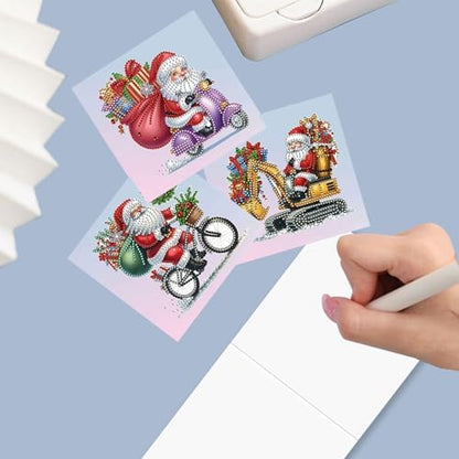 Diamond Art Christmas Cards Kit, 6PCS DIY Diamond Painting Christmas Cards with Envelopes, 5D Diamond Dot Greeting Cards for Adults, Xmas Card for Holiday Crafting Gifts (Christmas Santa Claus) - Image 3