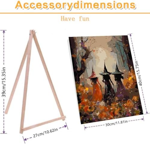 Halloween Framed Paint by Numbers Kits for Adults 12x16in with Wooden Easel - Image 2