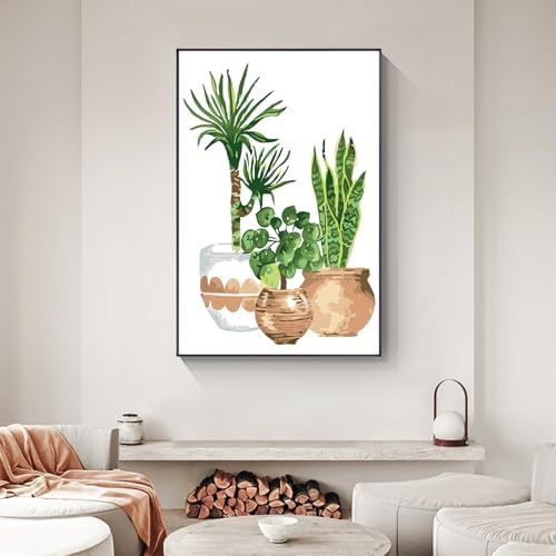 Yezavesu Framed Paint by Numbers Kit for Adults Beginner & Kids Ages 8-12, Easy Green Plant Paint by Numbers with Frame, DIY Number Painting for Adults Plants for Home Wall Decor Gift 8X 12 inch - Image 6