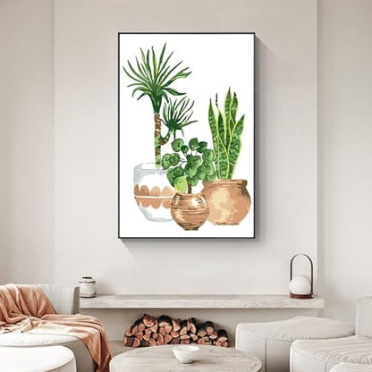 Yezavesu Framed Paint by Numbers Kit for Adults Beginner & Kids Ages 8-12, Easy Green Plant Paint by Numbers with Frame, DIY Number Painting for Adults Plants for Home Wall Decor Gift 8X 12 inch - Image 6