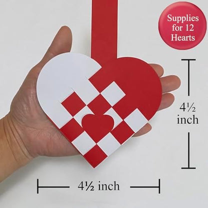 12 DIY Danish Heart Baskets. 4x4 Checkered Pattern with Central Heart. Precut and Ready to Use, No Tools Needed. Traditional Weaving Paper Craft to Make Julehjerter. for Expert Crafters Only - Image 2