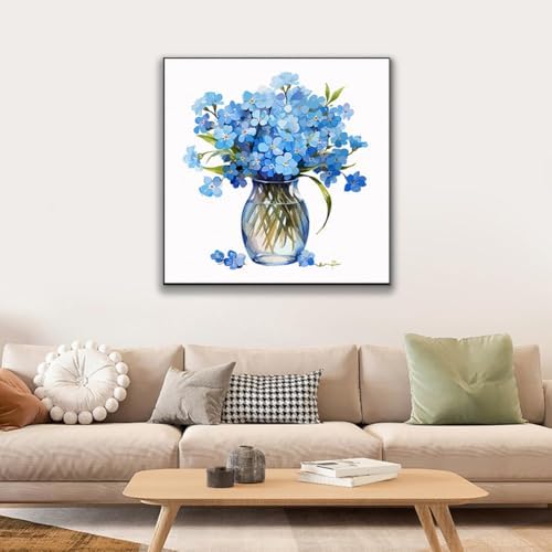 JUJUHOOD Blue Daisy Flower Paint by Numbers Kit for Adults Beginner & Kids Ages 8-12, Easy Paint by Number Without Easel, Simple Paint by Numbers for Gift Home Wall Decor (10x10Inch) - Image 2