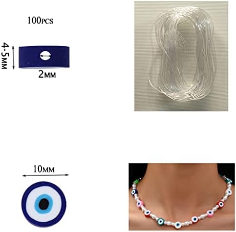 100pcs Evil Eye Polymer Clay 10mm Spacer Beads for Women Jewelry Making DIY Bracelet Necklace Hair Clip Accessories (Blue Evil Eye) - Image 2