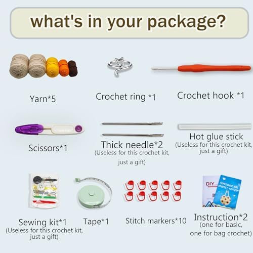Anbaagsky Crochet kit for Beginners Sunflower Tote Bag Granny Square Crochet Tote Bag with Step-by-Step Video Tutorials Knitting Kit Beginner Crochet Kit for Adults - Image 2