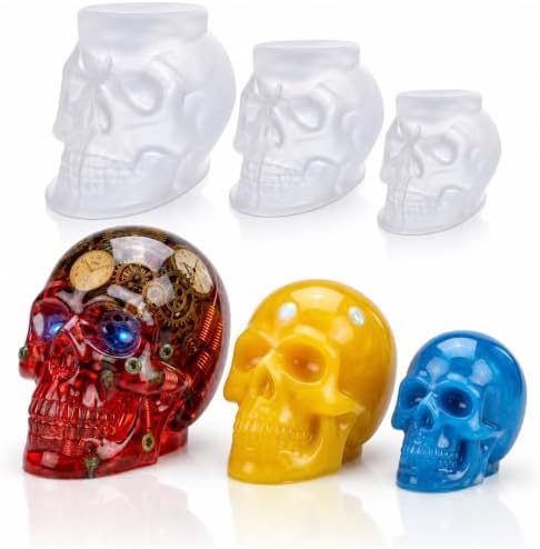 3pcs 3D Skull Resin Molds,Skull Molds for Epoxy Resin Casting- Candle Wax by Loyohep
