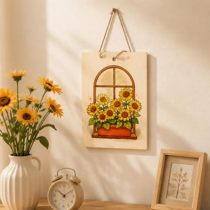15 Pcs Unfinished Wood Crafts to Paint for Adults, 5.9x4.7 Inch Sunflowers Paintable Wood Slices Craft Supplies with Ropes, Bulk Predrilled Wooden Ornaments for DIY Painting Craft Decor - Image 5
