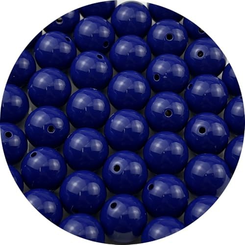40pcs Acrylic Round Beads for Crafts 16mm Resin Candy Color Spacer Beads with Hole for Jewelry Making Sewing Crafts Decoration Necklaces Bracelets Earrings Supplies(Dark Sapphire Blue) by Unknown