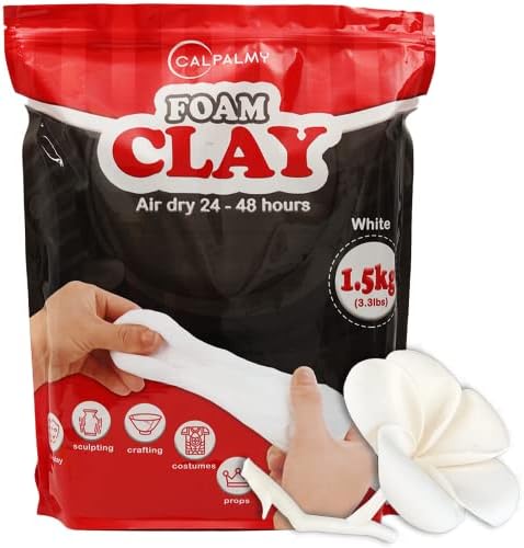 3.3 lbs Moldable Cosplay Foam Clay (White) – High Density and Hiqh Quality for Intricate Designs | Air Dries to Perfection for Cutting with a Knife or Rotary Tool, Sanding or Shaping by CalPalmy