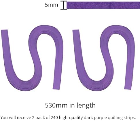 Acoeitl Quilling Paper Strips 240 Strips Dark Purple Paper Quilling Set Width 5mm Length 53cm Quilling Supplies DIY Quilling Paper Quilling Art Strip for Crafts (2 Pack) - Image 2