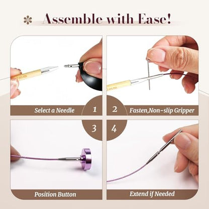 Yarniss 10 Size Shortie Circular Knitting Needles Set with Cable 3.25~6.5mm - Image 4