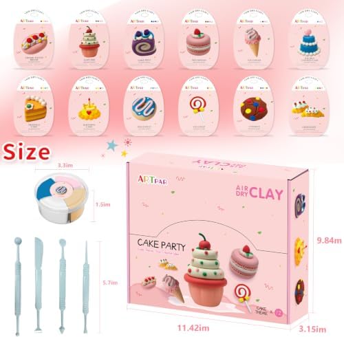 ARTPAR Air Dry Clay Kit,12 Desserts Modeling Magic Clay for Kids Craft Kit - Image 2