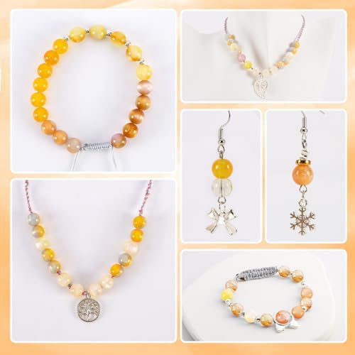 Glass Beads for Jewelry Making, 18 Colors Glass Beads for Bracelets Making kit Including 2-8mm Bead spacers/Lava Beads/Stone Rock DIY Jewelry Making Supplies for Adults, Bracelets Earring Making kit - Image 6