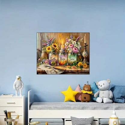 Faith Hope Love Wishing Bottle Paint by Numbers Kit for Adults 16x20 inch - Image 5