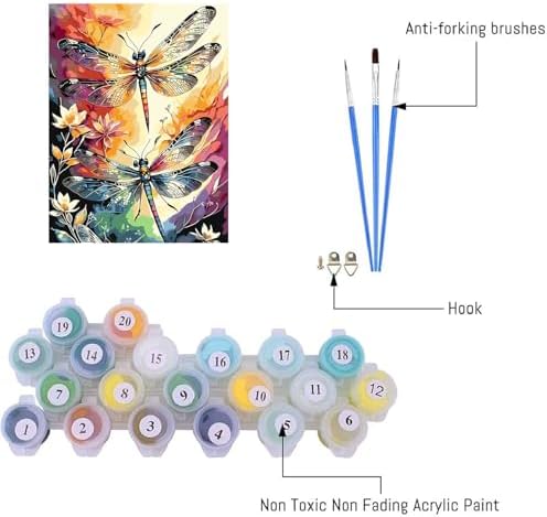 AIBOERL Paint by Numbers Kit for Adults Beginner, Dragonfly, 12X16In - Image 4