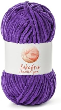 Chenille Blanket Yarn for Crocheting Size 5 Bulky Yarn Lilac by Sekafris