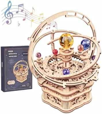 ROKR 3D Wooden Puzzles for Adults Mechanical Music Box-Starry Night, DIY Rotating Music Box Model Building Kits for Teens, DIY Crafts/Hobbies/Gifts Desk Decor for Boys Ages 14+ (Starry Night) by ROKR-InterestingSmartPuzzleToys