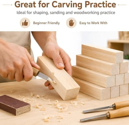 10 Pack Unfinished Wood Blocks, 6 x 1 x 1 Inch Wood Carving Blocks - Image 6