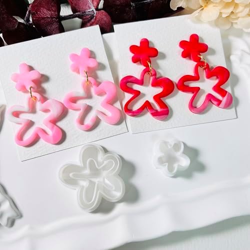 Xaekicr 2PCS Flower Polymer Clay Cutters – Floral Clay Earring Cutters for Spring Jewelry, Cute Clay Tools for Polymer Clay Crafts and DIY Gift Making - Image 2
