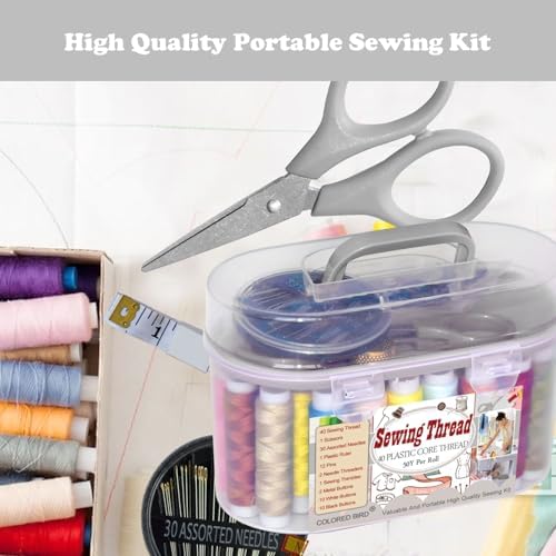 40 Spools of Sewing Thread,Gift Box Portable Basic Sewing Repair Kits (Grey) - Image 5