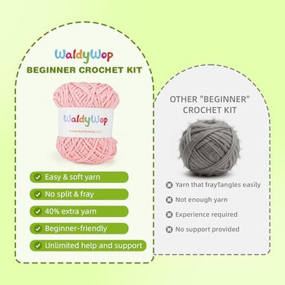 WaldyWop Crochet Kit for Beginners: 4 Flower Bracelets Starter Kit w/Videos - Image 3