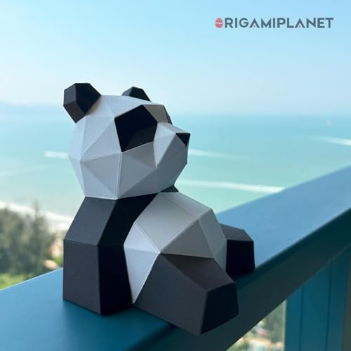 3D Panda Lanlan Origami Paper Craft Kit, Fun DIY Pre-Cut 3D Paper Art Model for Teens & Adults, Easy Handmade Animal Figurine Sculpture Gift Set for Bookshelf Decoration - Image 5