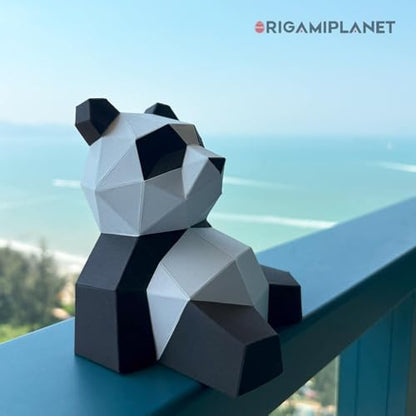 3D Panda Lanlan Origami Paper Craft Kit, Fun DIY Pre-Cut 3D Paper Art Model for Teens & Adults, Easy Handmade Animal Figurine Sculpture Gift Set for Bookshelf Decoration - Image 5