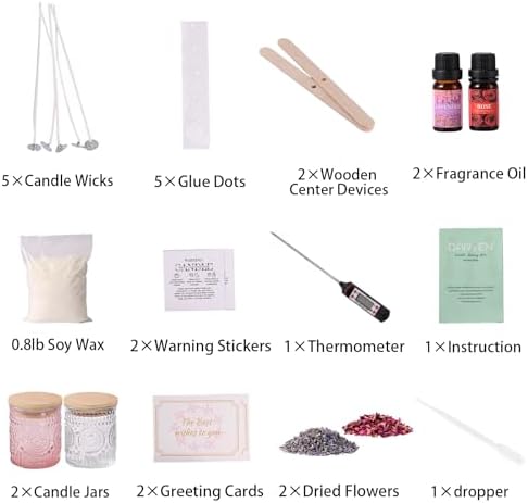 DARJEN Candle Making Kit for Beginners, 2 Jars Soy Wax Scented DIY Set - Image 3