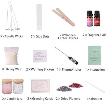 DARJEN Candle Making Kit for Beginners, 2 Jars Soy Wax Scented DIY Set - Image 3