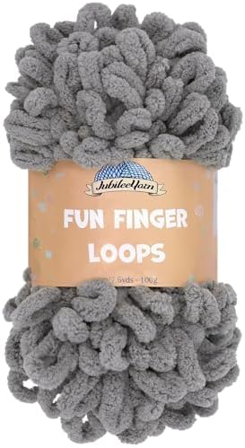 JubileeYarn Fun Finger Loops Yarn - Grey - 1 Skein by BambooMN