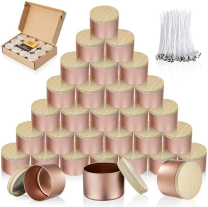 MGLIFEUL 4oz Candle Tins Jars Cans with Lids and Wax Wick for Making Candle by MGLIFEUL