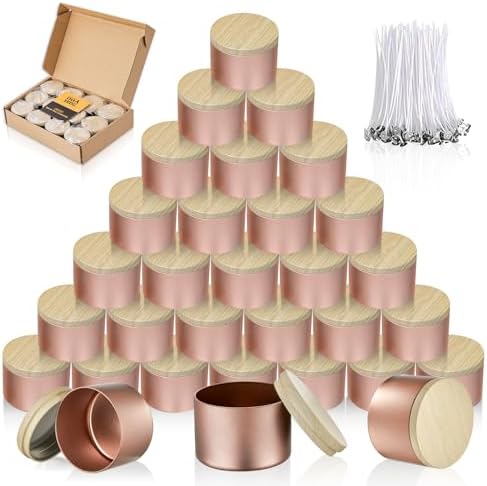 MGLIFEUL 8oz Candle Tins Jars Cans with Lids and Wax Wick for Making Candle by MGLIFEUL