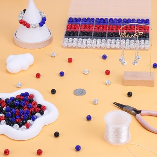 216 Pcs 10mm Clay Rhinestone Beads, Glitter Sparkle Baseball Beads, Shiny Disco Ball Design Beads for Jewelry Making, Craft Supplies for Adult Bracelets Necklaces Earrings Decoration (Kit 3) - Image 4
