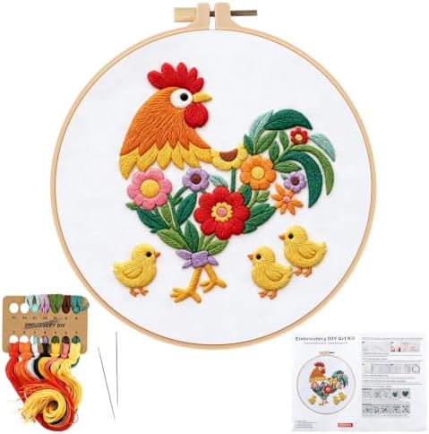 Zynlio Embroidery Kit for Beginners -Animal Rooster Embroidery Kits for Adults Starter Cross Stitch Kit DIY Needlepoint with Step-by-Step Instruction by Unknown